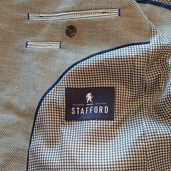 Men's Beige Staffford 44R Blazer - Picture 2 of 8